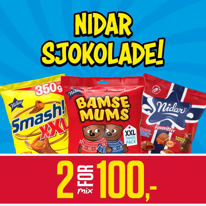 Nidar Sjokolade - 2 for 100,-